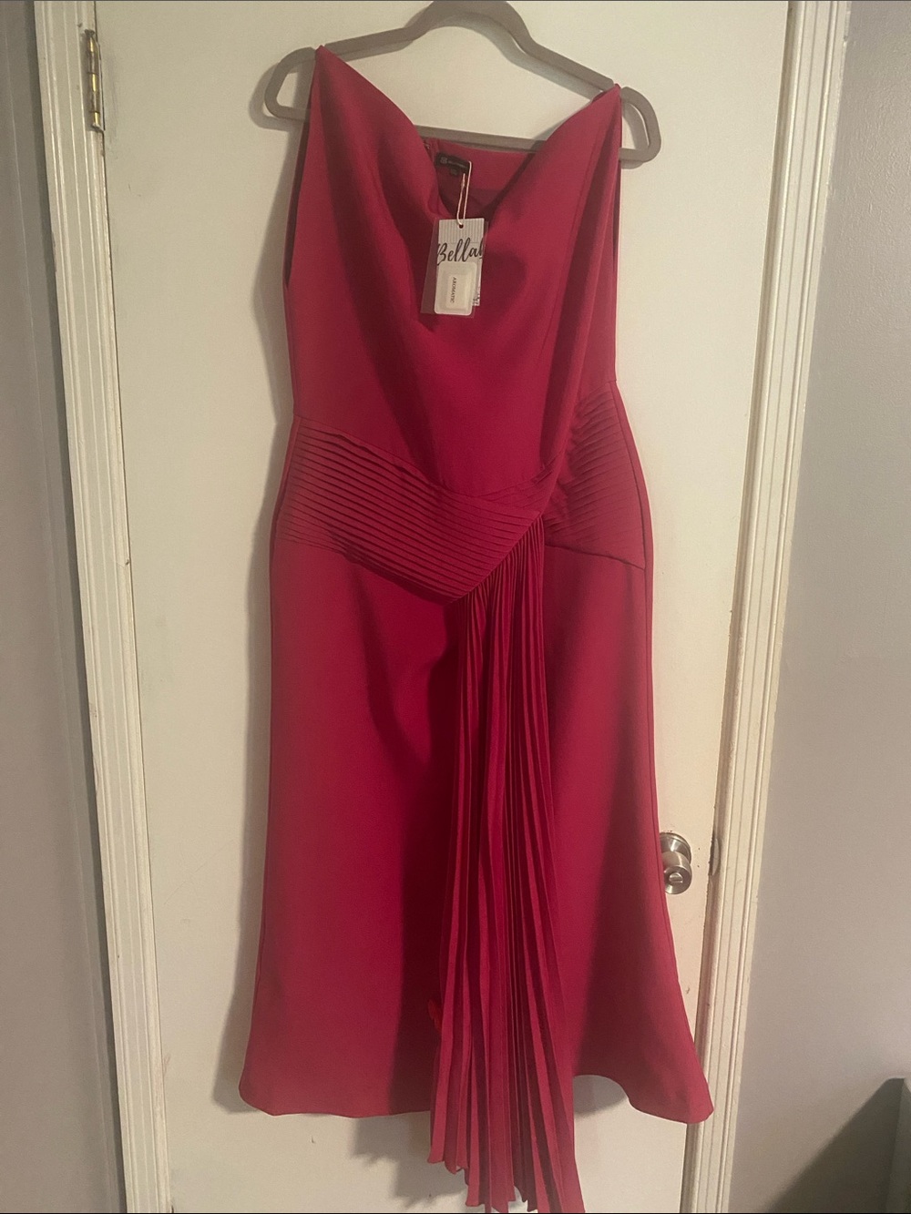 Bella Red Pleated Midi Dress